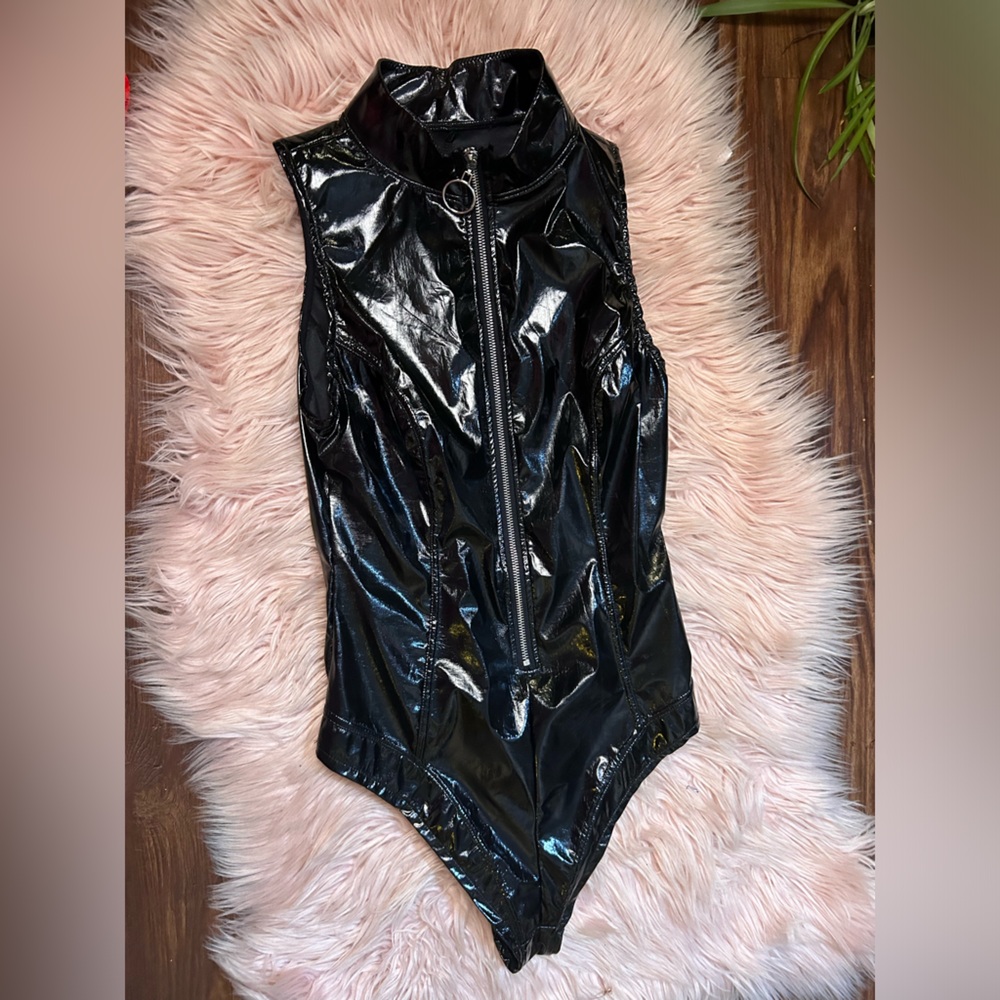 Zip-up Vinyl Bodysuit